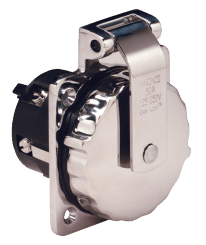 Marinco Stainless Steel Power Inlet Without Rear Safety Enclosure 50A 125 250V-6373EL