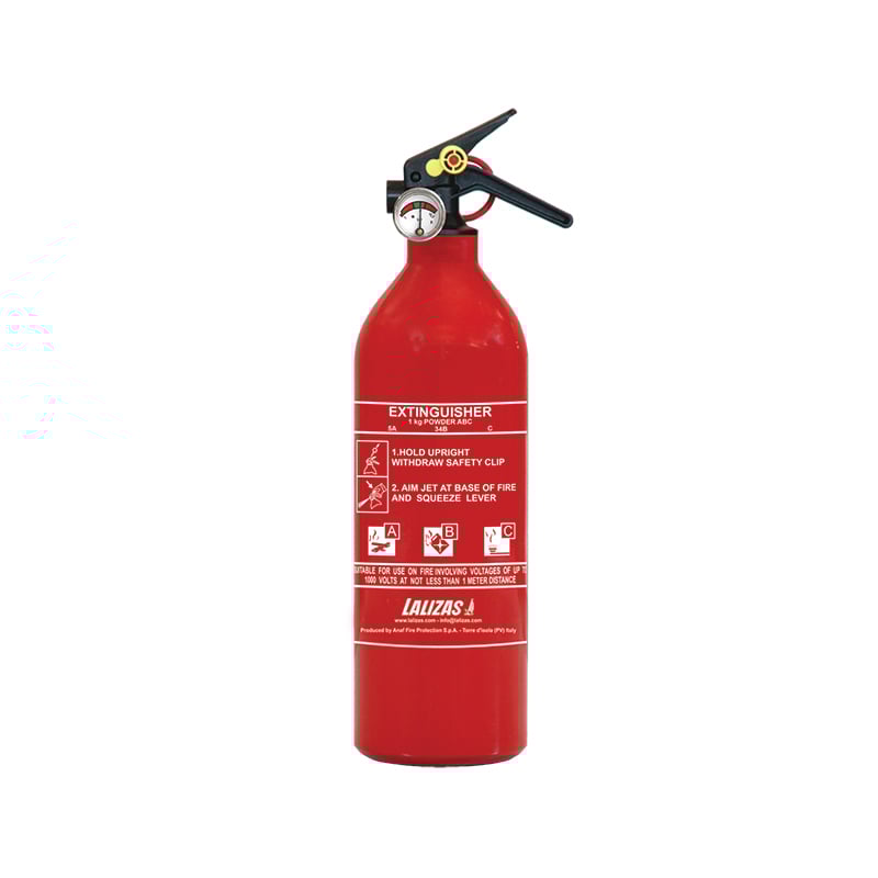 Lalizas Fire Extinguisher Dry Powder, 1kg, Stored Pressure w/ Bracket, MED (EN, ES, HR)