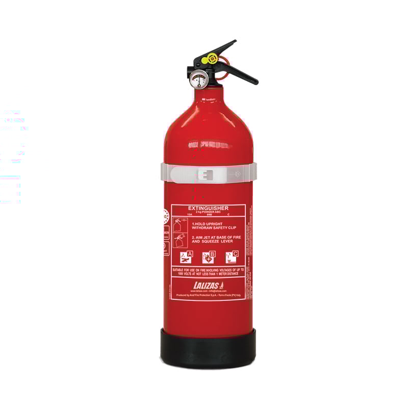Lalizas Fire Extinguisher Dry Powder 2kg, Stored Pressure w/ Bracket, MED (EN, FR, DE)