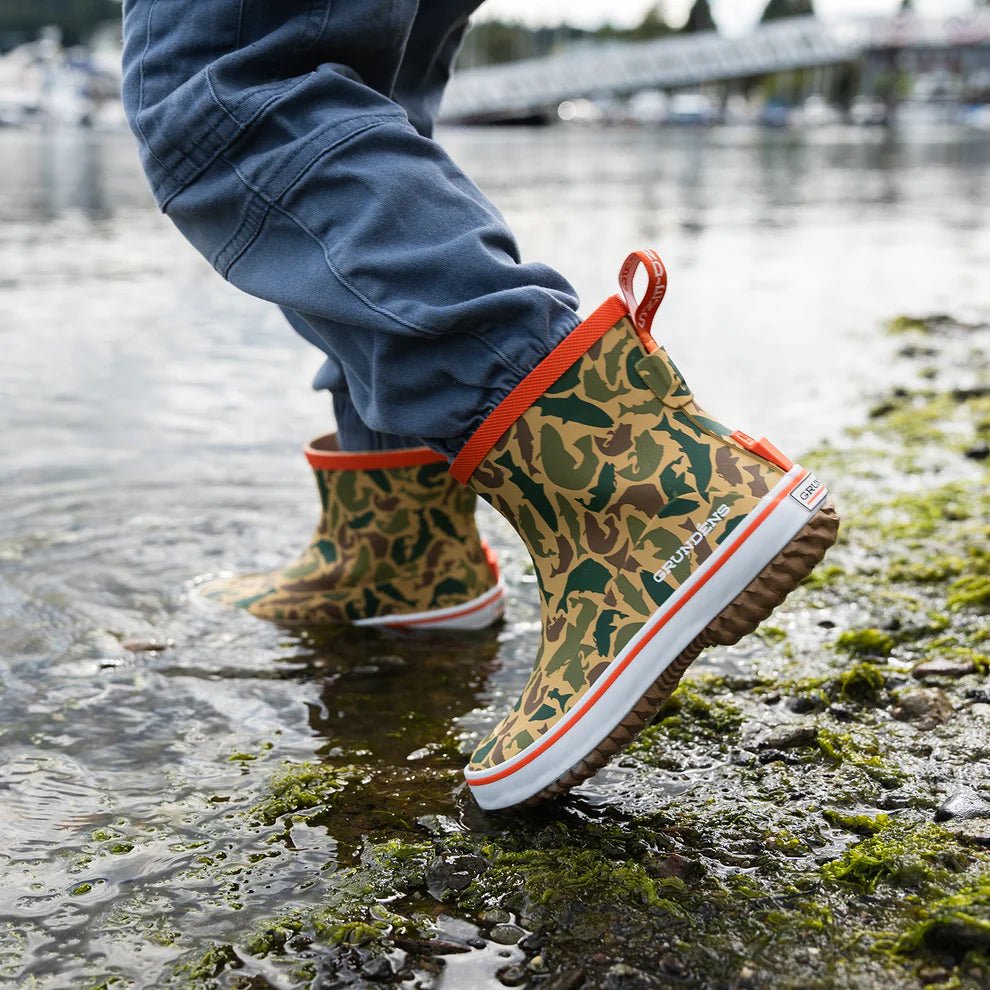 Grundens Kid's Guppy Rain Boots - Fish Camo - Steveston Marine and Hardware