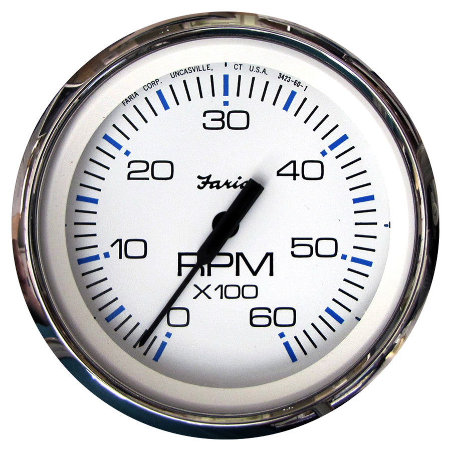 Faria Tachometer 6000 RPM Chesapeake White - 34807