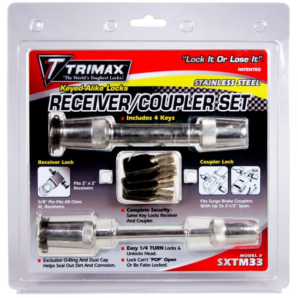 Trimax Keyed Alike Stainless Steel Receiver And Coupler Lock Set - Steveston Marine and Hardware