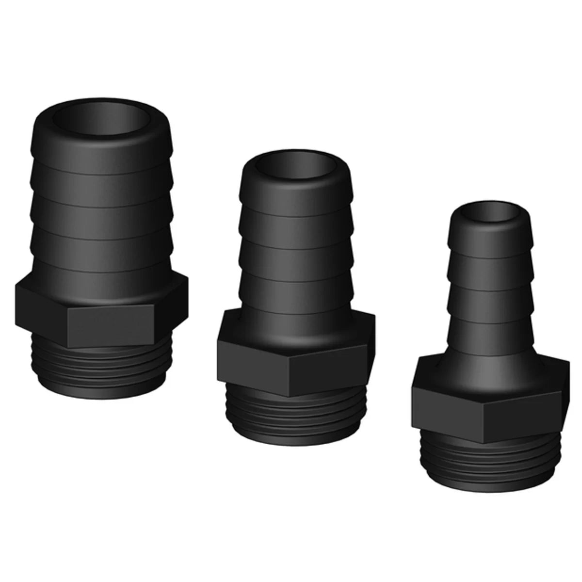 Tru design Hose Barb,GRP Long Thread. 3"Tail BSP Long Male Thr