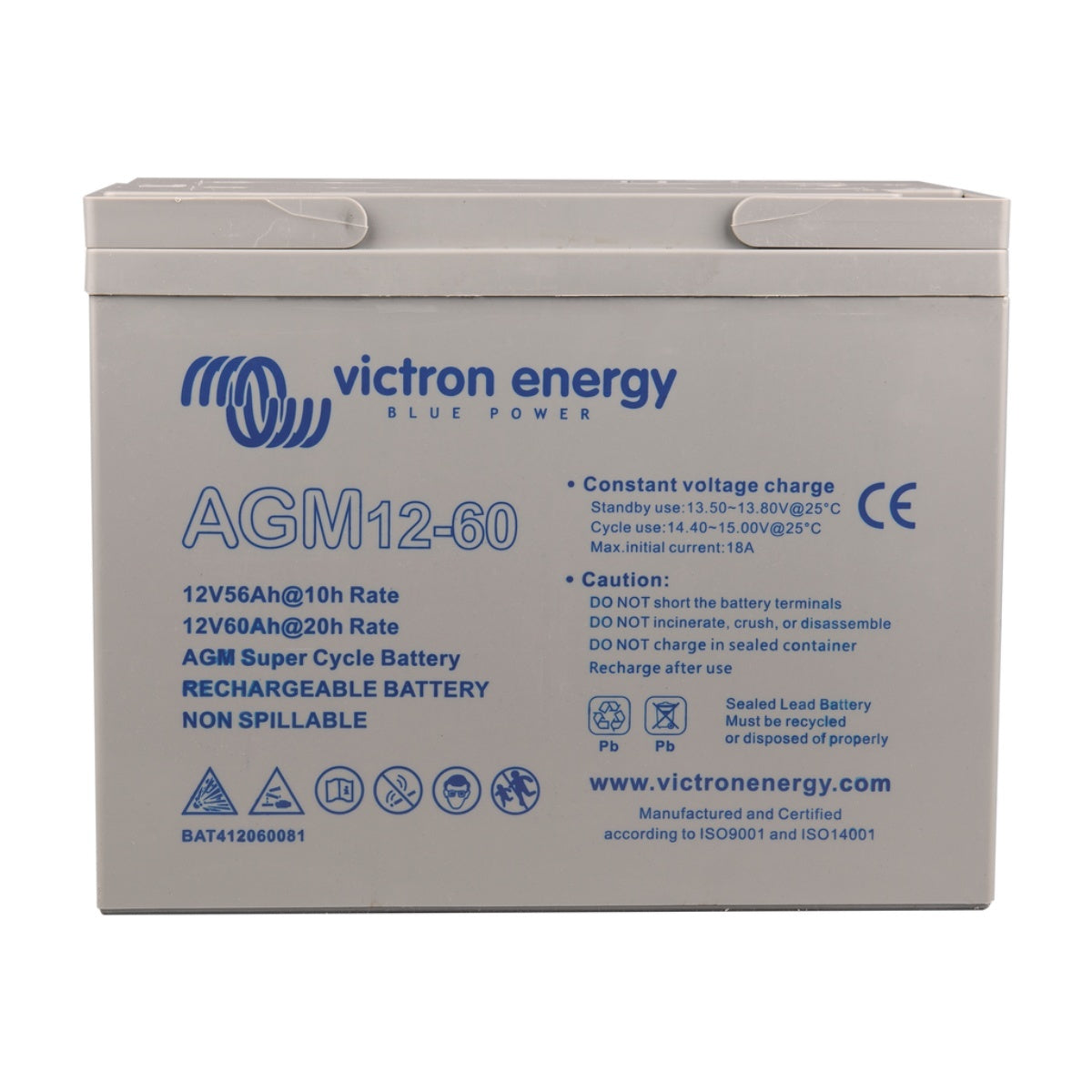 Victron 12V/60Ah AGM Deep Cycle Battery - BAT412550084