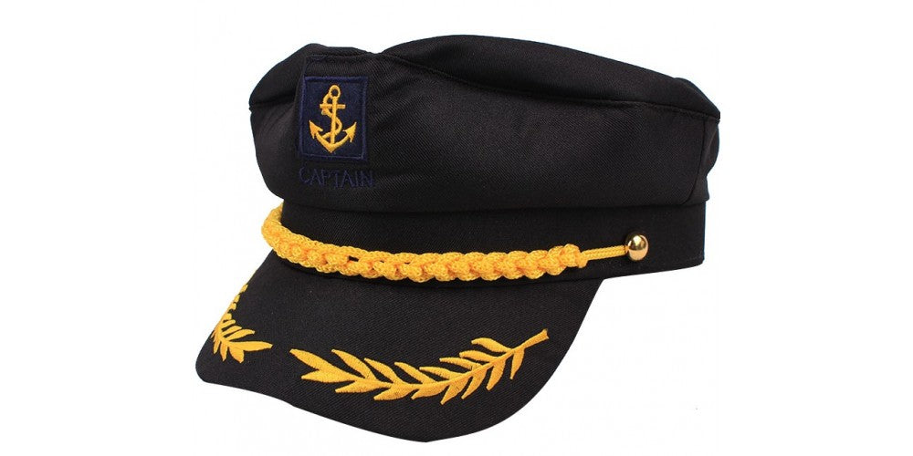 Black Embroidered Captain Cap