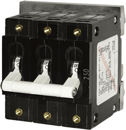 Blue Sea Systems C - Series White Toggle Circuit Breaker - Triple Pole 250 Amp - 7270 - Steveston Marine and Hardware