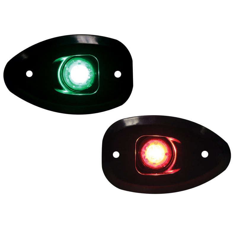 MICRO LED 12 Starboard&Port Lights 112,5°,Side&Flush mount.,Set,Black Hous.,w/holes