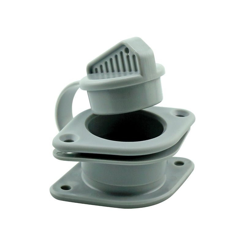 Non - return Drain Valve Set, with plug for 25mm Transom, Grey - Steveston Marine and Hardware