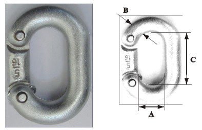 Chain Connector, Galvanized, Diam. 3/8 '' (10mm) - Steveston Marine and Hardware
