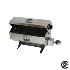 dickinson sea-b-que small propane bbq compact & wind-resistant marine grill for two
