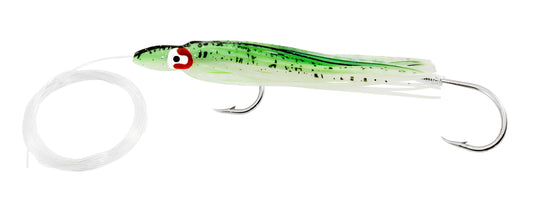 Gibbs Delta 4.5" Squid Rigged Glow Green/Black Splatter Back