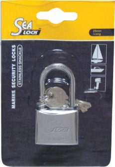 Lalizas Marine Padlock, SeaLock, w/ Long Shackle, 25mm