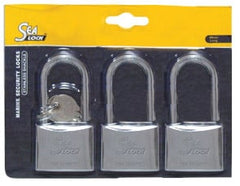 Lalizas Set of 3 Padlocks w/ Long Shackle, SeaLock, 30mm, w/ Joint