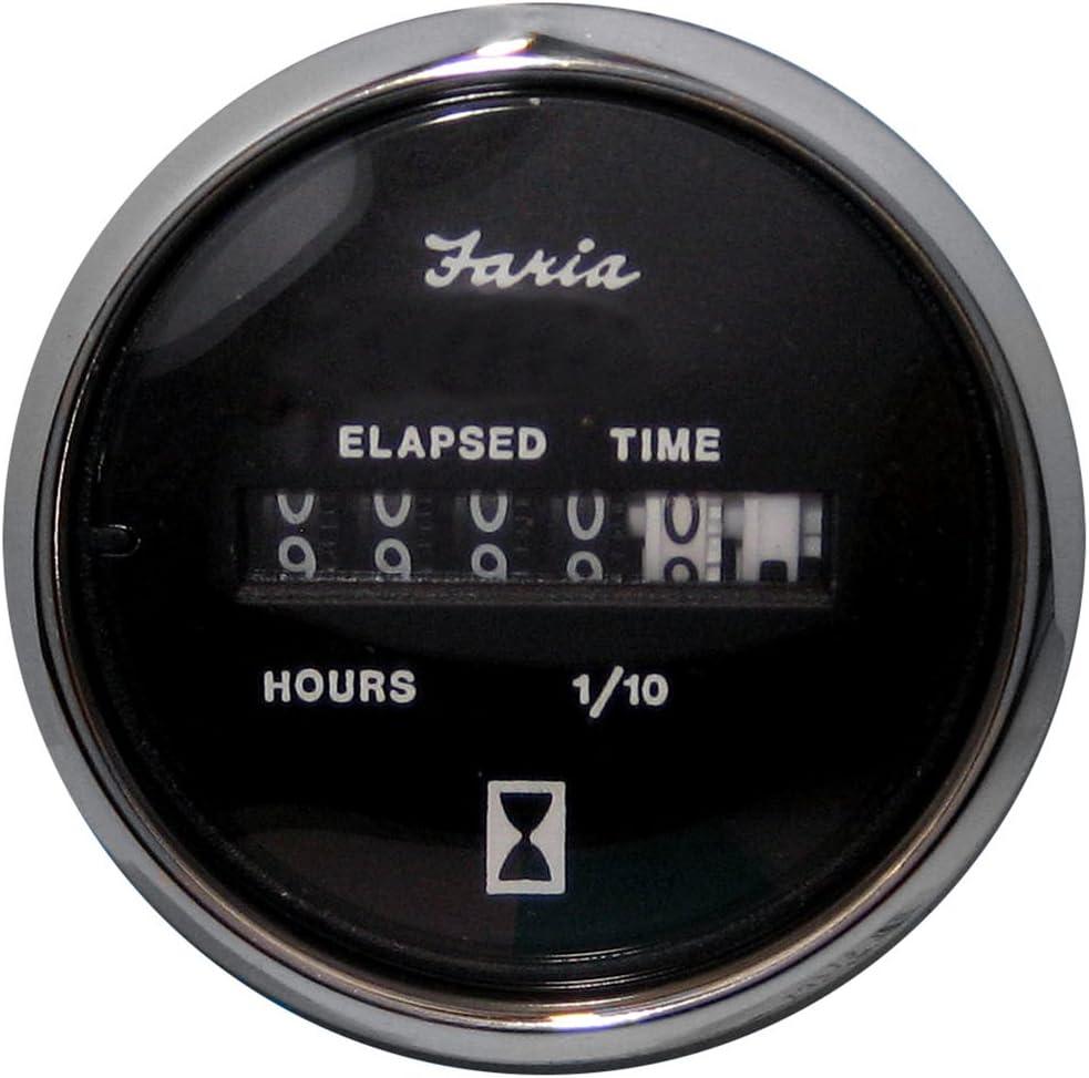 Faria Chesapeake Black Stainless Steel Hourmeter (12-32V) - 13713