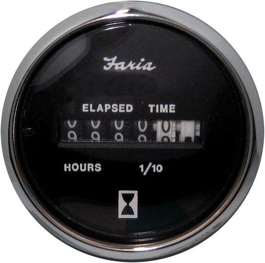 Faria Chesapeake Black Stainless Steel Hourmeter (12-32V) - 13713