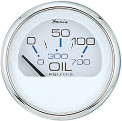 Faria Chesapeake White Stainless Steel Oil Pressure Guage (80 PSI) - 13802 - Steveston Marine and Hardware