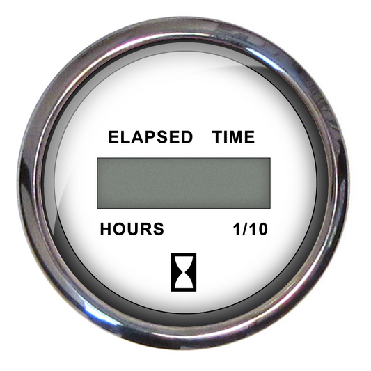 Faria Chesapeake White Stainless Steel Hourmeter Digital 12-32V - 13815