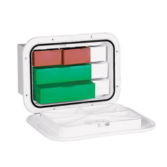 Lalizas TOP LINE Storage Hatch w/ Drawers & Lock, 270mm x 375mm, White - Steveston Marine and Hardware