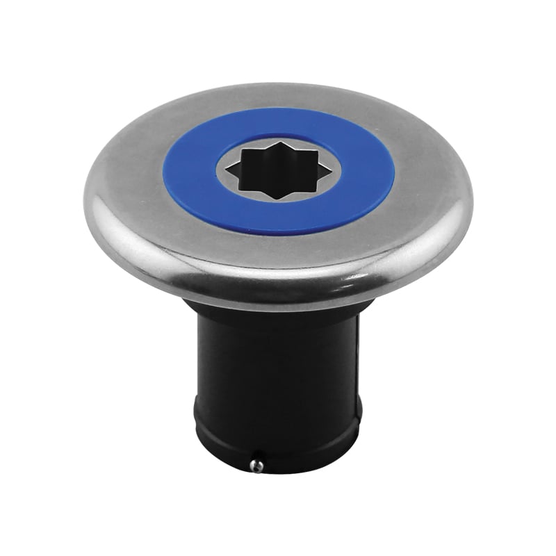 Lalizas INOX Deck Filler 2" (38 mm), with Blue Cap, for Water, Black Base