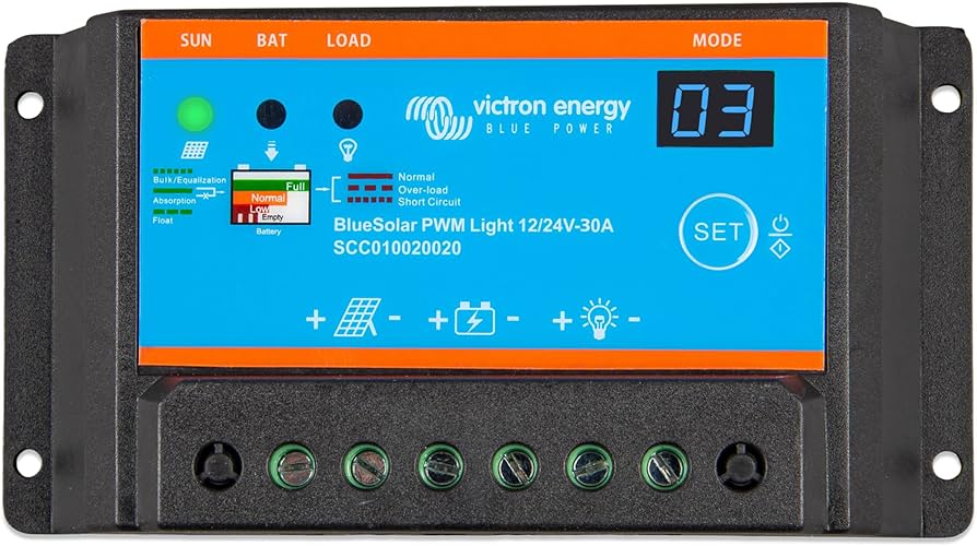 Victron Blue Solar PWM-Light Charge Controller 12/24-20A - SCC010020020