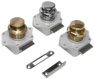 Seadog Latch Rim Pbutton Polishbrass - Steveston Marine and Hardware