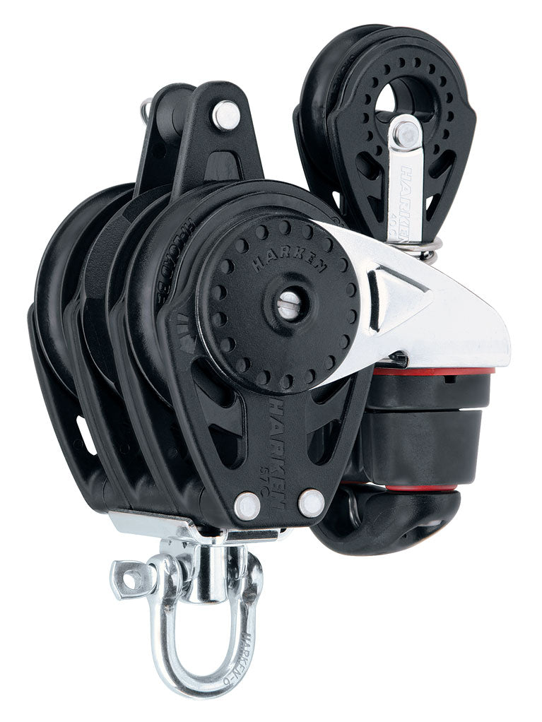 Harken 57mm Triple Carbo Ratchamatic w-Cam, Bkt & 40mm Block