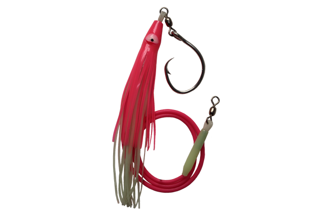 Gibbs Halibut Rig, 16/0 Circle Hook, Pink/Glow Skirt