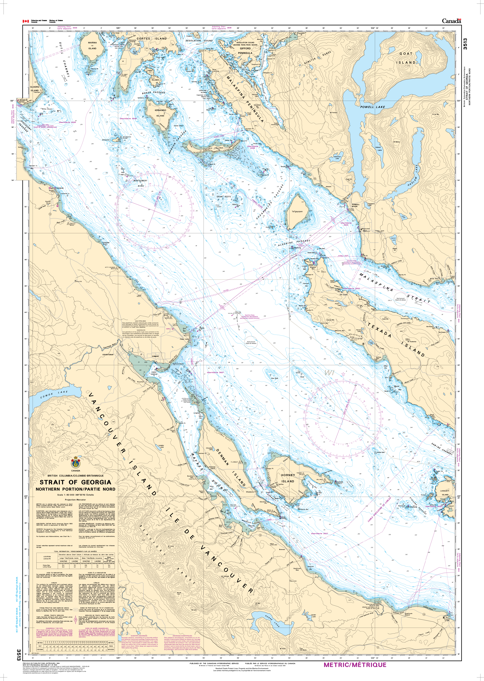 Chart 3513 - Strait of Georgia, Northern Portion/Partie Nord