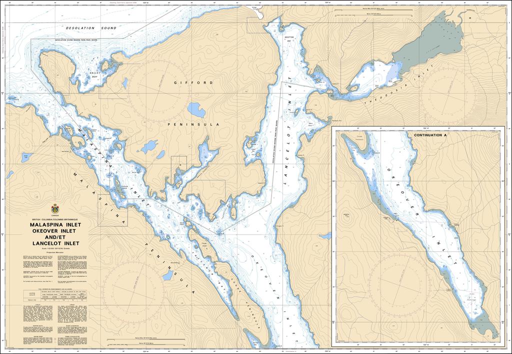 Chart 3559 - Malaspina Inlet, Okeover Inlet and/et Lancelot Inlet - Steveston Marine and Hardware