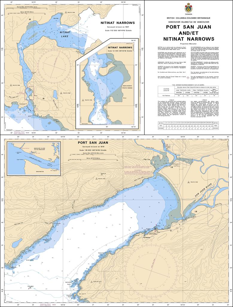 Chart 3647 - Port San Juan and/et Nitinat Narrows - Steveston Marine and Hardware