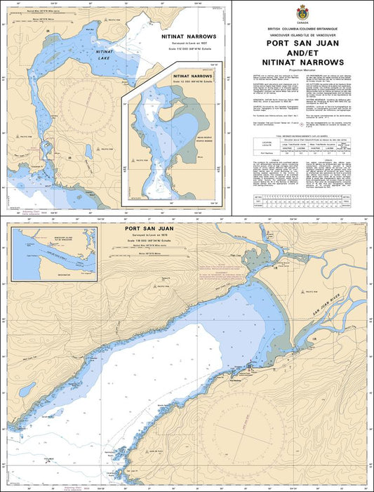 Chart 3647 - Port San Juan and/et Nitinat Narrows - Steveston Marine and Hardware