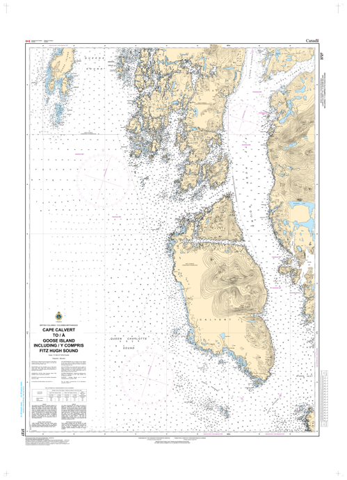 Chart 3727 - Cape Calvert to  Goose Island including / y compris Fitz Hugh Sound