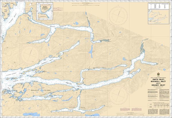 Chart 3931 - Smith Inlet, Boswell Inlet and/et Draney Inlet - Steveston Marine and Hardware