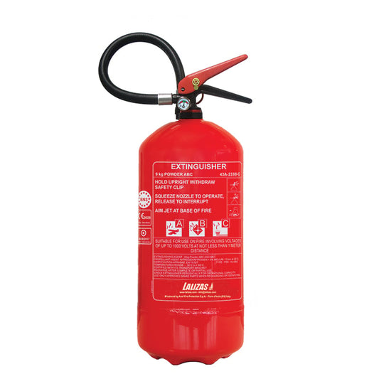 Lalizas Fire Extinguisher Dry Powder, 9kg, Stored Pressure w/ Wall Bracket, MED (EN, ES, HR)