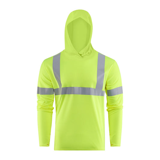 Grundens Tough Sun Hoodie ANSI Reflective - Hi-Vis Yellow - Size XXL