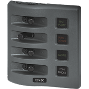 Blue Sea Systems WeatherDeckÂ® 12V DC Waterproof Fuse Panel - Gray 4 Positions - 4304
