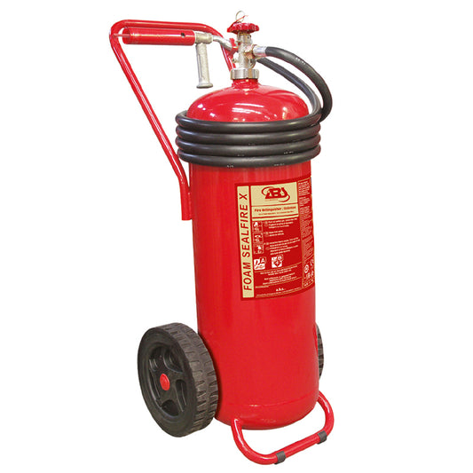 Lalizas Fire Extinguisher Wheeled, PFOS/PFOA Free Foam, 50L, Stored Pressure w/ Hose, Horn & Nozzle, SOLAS/MED (EN)