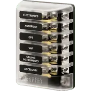Blue Sea Systems ST Glass 6 Circuit Fuse Block with Negative Bus and Cover - 5015 - Steveston Marine and Hardware