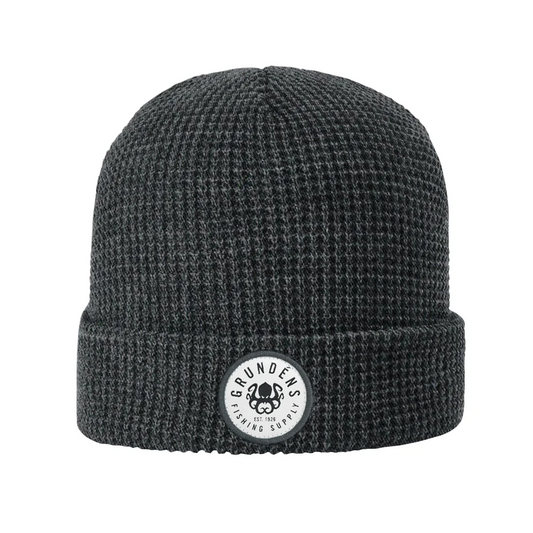 Grundens Kraken Waffle Beanie - Heather Charcoal - One Size