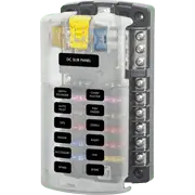 Blue Sea Systems ST Blade Fuse Block - 12 Circuits with Negative Bus and Cover - 5026 - Steveston Marine and Hardware