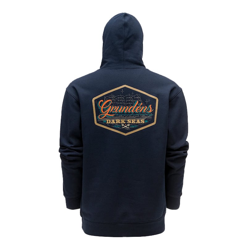 Grundens Dark Seas X Grundens Watercraft Hoodie - Dark Navy - Size L