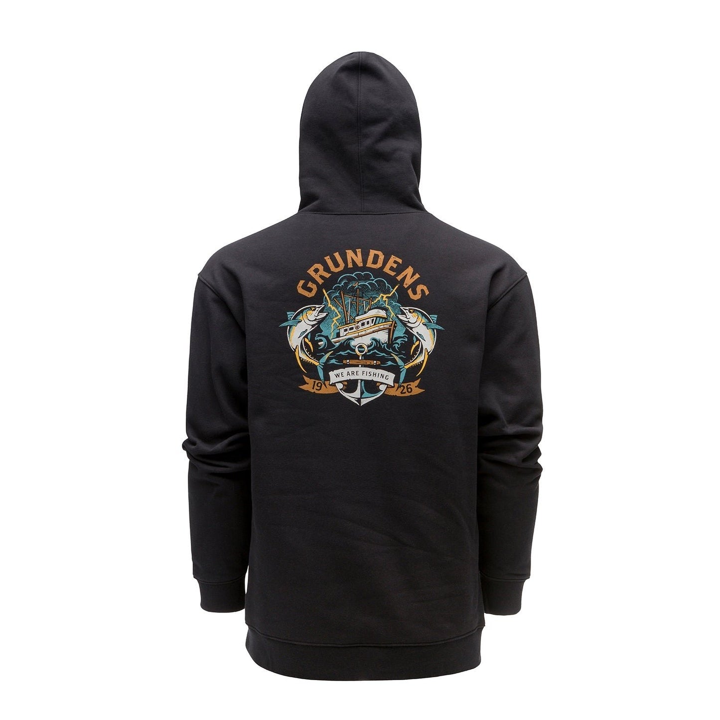 Grundens Displacement DWR Hoodie Tune Tattoo - Black - Size M