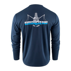 Grundens Logo Boat LS Tech Tee - Dark Navy - Steveston Marine and Hardware