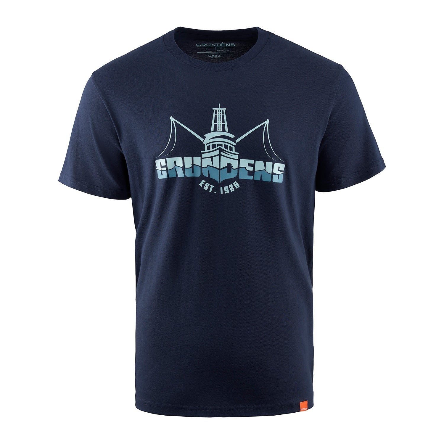 Grundens Logo Boat SS T-Shirt - Dark Navy - Steveston Marine and Hardware