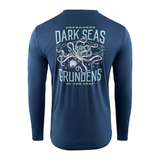 Grundens Dark Seas X Grundens Great Depths LS Tech Tee - Blue Abyss - Size XL