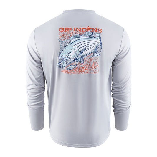 Grundens Striped Bass LS Tech Tee - Steel Grey - Steveston Marine and Hardware
