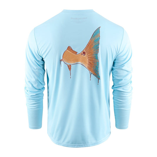 Grundens Chasing Tail LS Tech Tee - Aquamarine - Size XXL