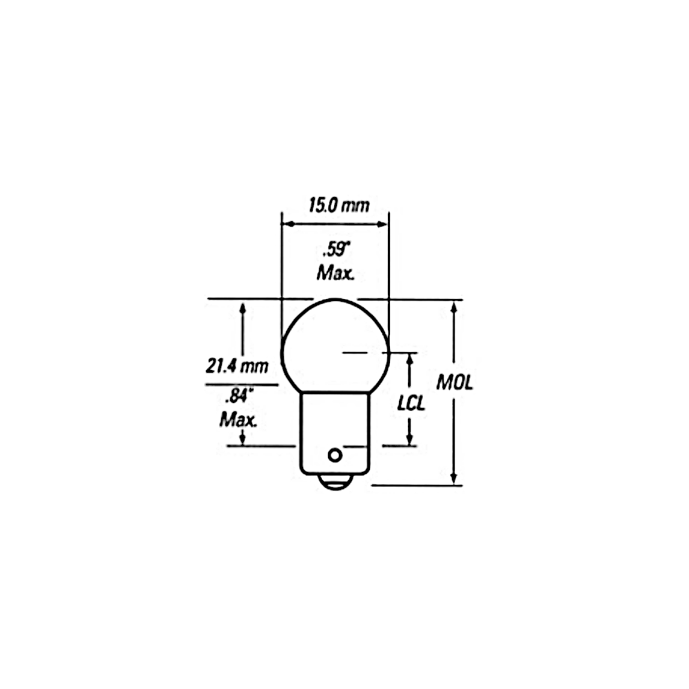 Ancor Miniature Bayonet Base (BA9S), Bulb (G-4-1/2) 9/16" Diameter (521895)