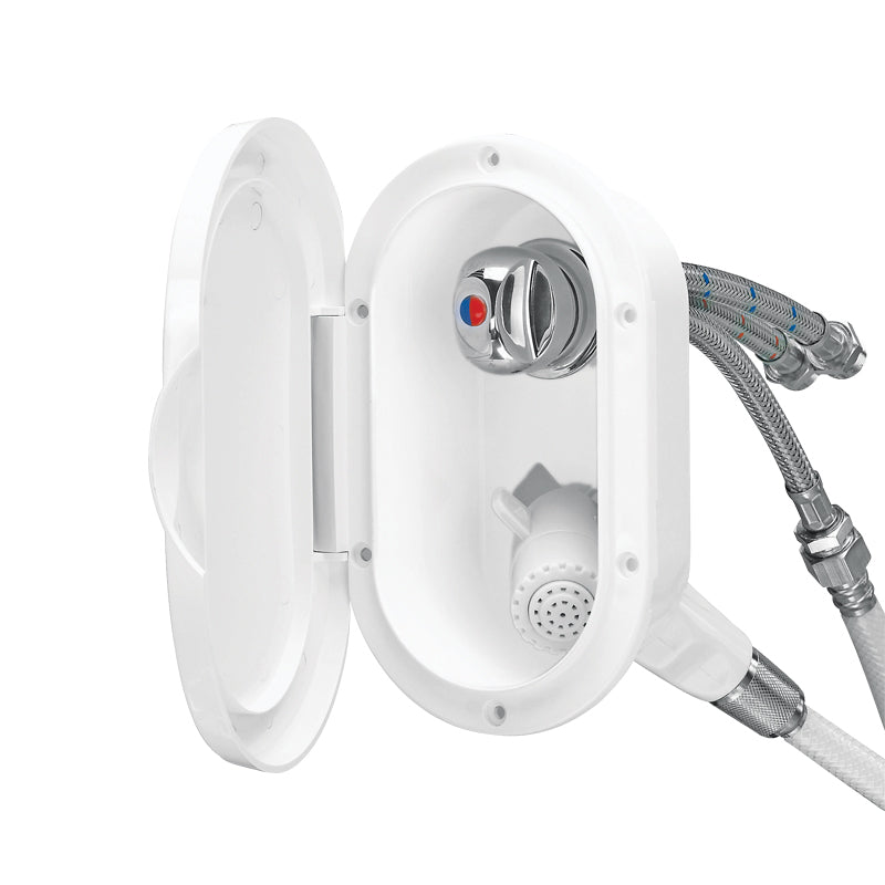 Lalizas Case with White Shower, Mixer Tap, 9.84 ft (3 m) Hose, with Lid, White