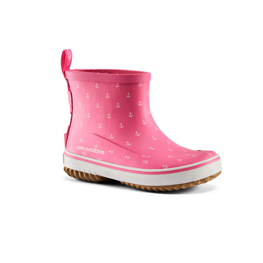 Grundens Kid's Guppy Rain Boots - Pink Anchor Print